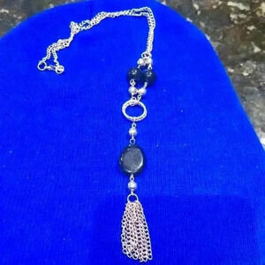 Beautiful black and silver beaded pearl necklace...